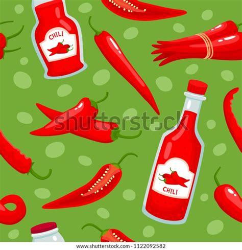 Hot Chili Pepper Sauce Bottle Seamless Stock Vector Royalty Free 1122092582 Shutterstock