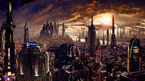 Wallpaper Artwork Futuristic City Science Fiction Digital Art