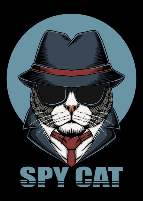 Funny Spy Cat In A Hat Poster By Max Ronn Displate