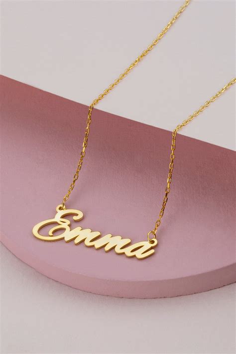 14k 18k 10k Solid Gold Cursive Name Necklace Personalized Etsy Uk