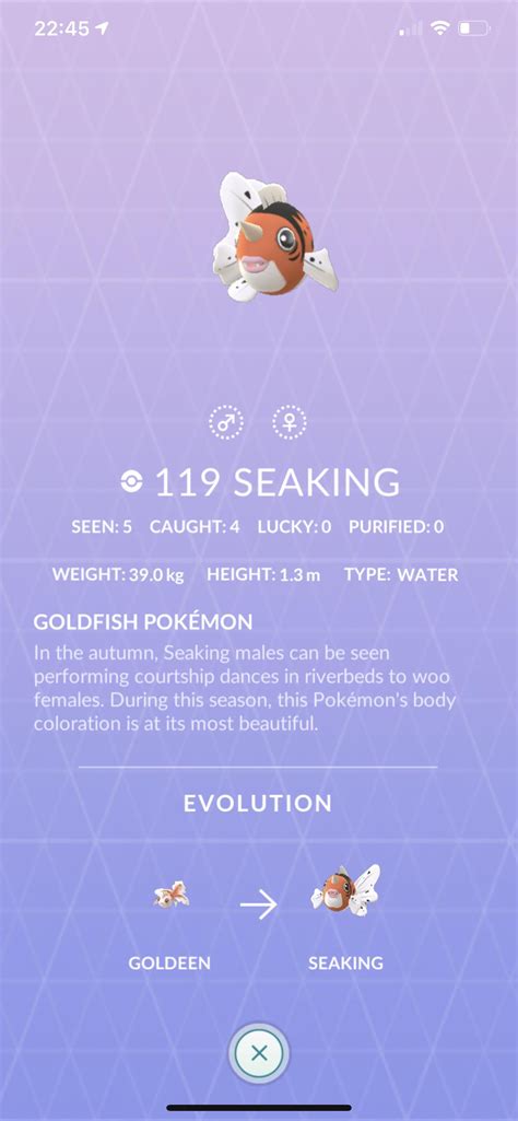 Possible Bug Pokédex Doesn’t Show What Sex Of Seaking I Have Caught