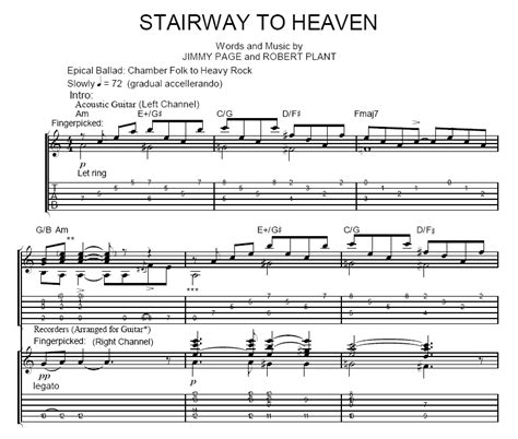 It was composed by guitarist jimmy page and vocalist robert plant for the band's fourth studio album, led zeppelin iv. Stairway to Heaven - Led Zeppelin - guitar tabs - Purple ...