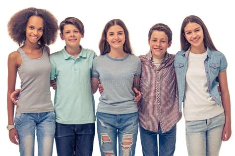 Group Of Teenagers Stock Image Image Of Smart Emotion 73185719