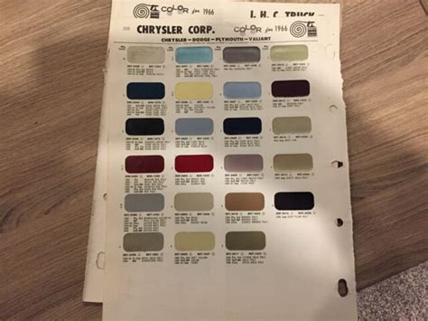 1966 Chryslerplymouthdodge Paint Chips Chart Original All Models Ebay
