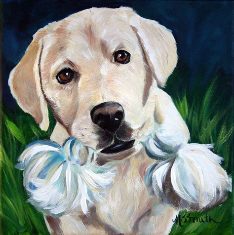 Sparrow Yellow Labs Labrador Retriever Dog Art Oil Painting Decor Print