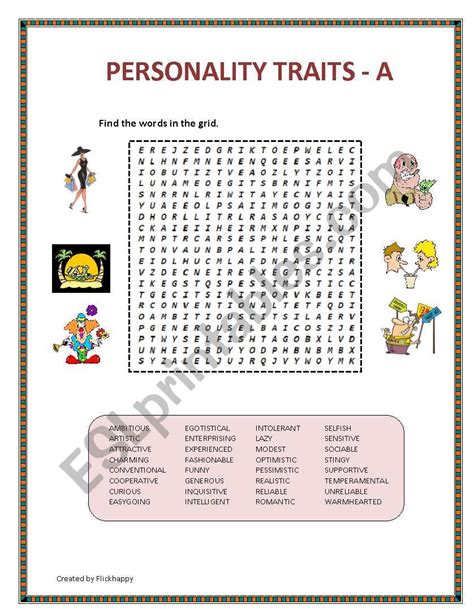 Personality Traits A Esl Worksheet By Flickhappy