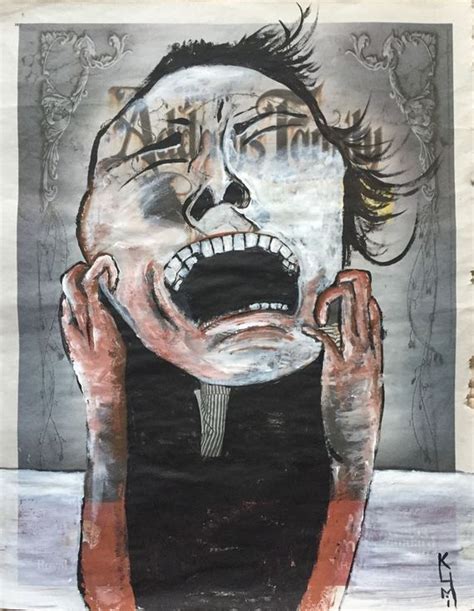 Buy This Pain Acrylic On Newspaper Face Art Man Portrait Sorrow 37x29cm