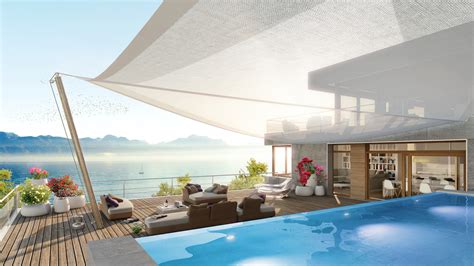 Download Wallpaper Pool Lake Luxury Boat Villa Terrace Section