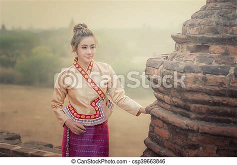 Beautiful Woman In Myanmar Traditional Costume Identity Culture Of