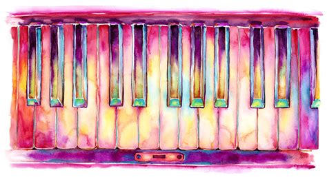 Two Octaves Colorful Piano Watercolor Colorful Piano Keyboard