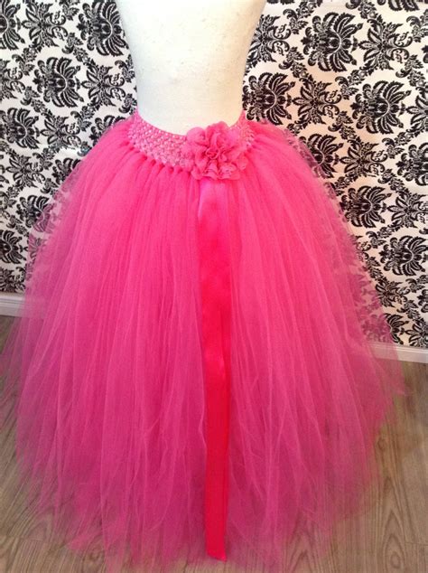 Long Hot Pink Tutu Skirt Pink Tutu Long Flower Girl Tutu Etsy