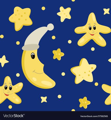 Seamless Background With Starry Sky Cartoon Vector Image