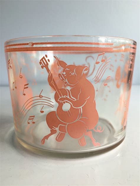 Vintage Hazel Atlas Pink Dancing Pig Musical Ice Bucket Glass Etsy