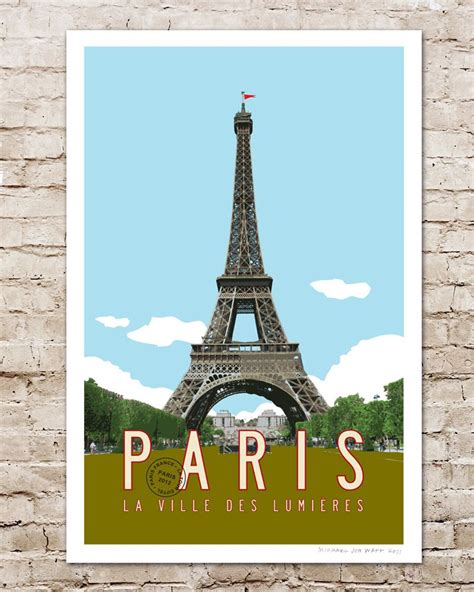 Vintage Paris Travel Poster Paris Art Eiffel Tower Etsy In 2021