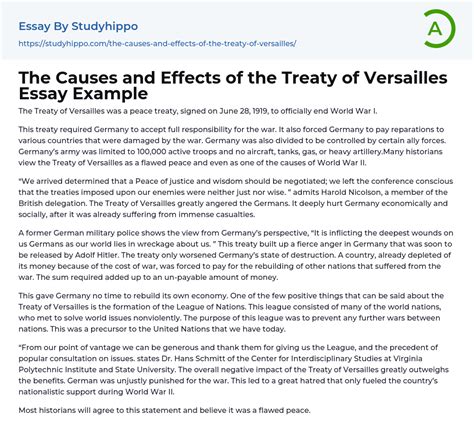 The Causes And Effects Of The Treaty Of Versailles Essay Example