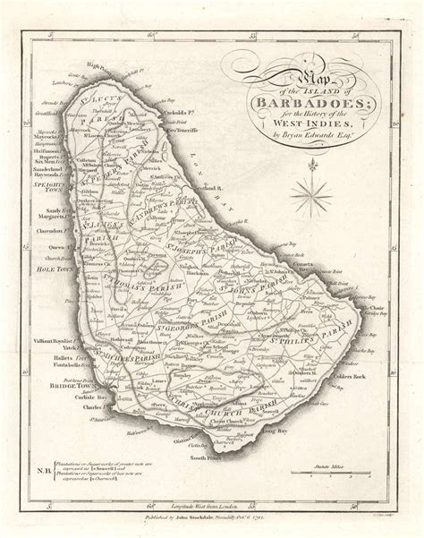Map Of The Island Of Barbadoes Geographicus Rare Antique Maps