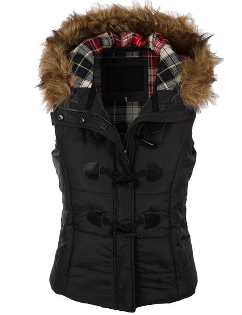 Puffer Vest With Fur Hood Connersville Blouse Designs Back Side For