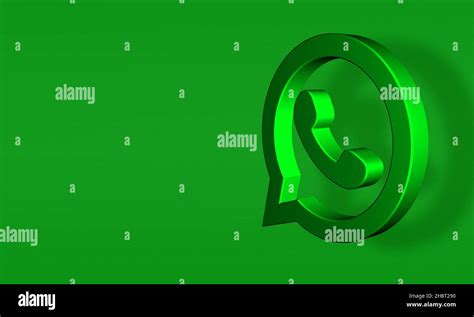 3d Whatsapp Logo Minimal Green Background With Copy Space Glossy What
