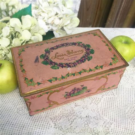 Antique Decorative Tin Louis Sherry Box Pink Gold French Advertising