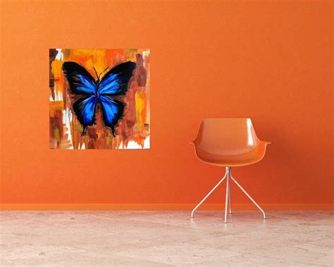 Butterfly Oil Painting Colorful Butterfly Home Decor Wall Etsy