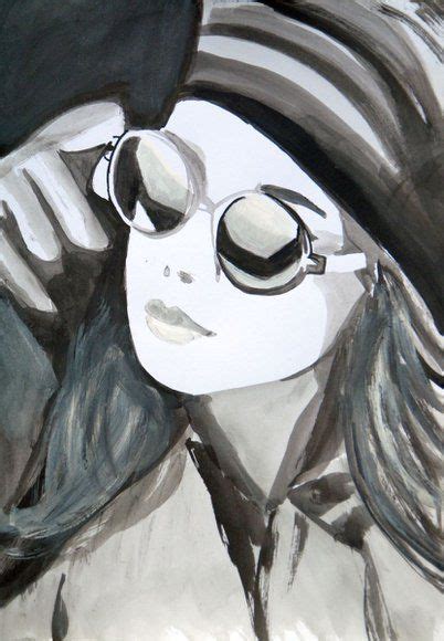 Girl With Sunglasses 2018 Ink Drawing By Alexandra Djokic Girl With Sunglasses Drawings