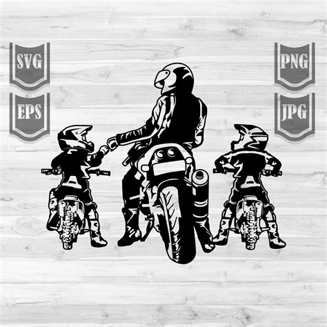 Dad And Two Sons Biker Svg Bike Partners For Life Clipart Like Father