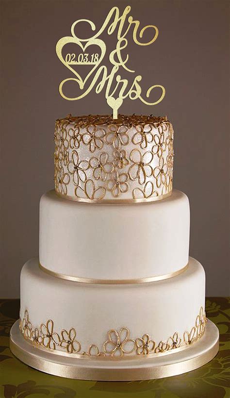 Cute Wedding Cake Toppers Gold
