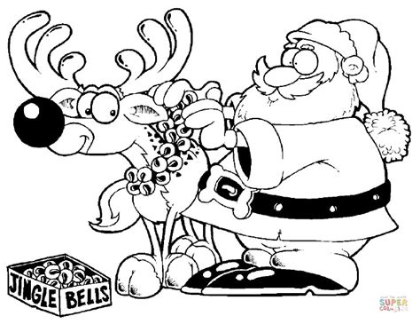 Santa And Reindeer Coloring Pages Printable - Coloring Home