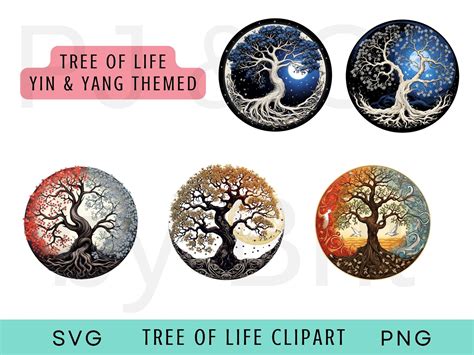 Tree Of Life Tree Of Life Clip Art Ying And Yang Tree Of Etsy