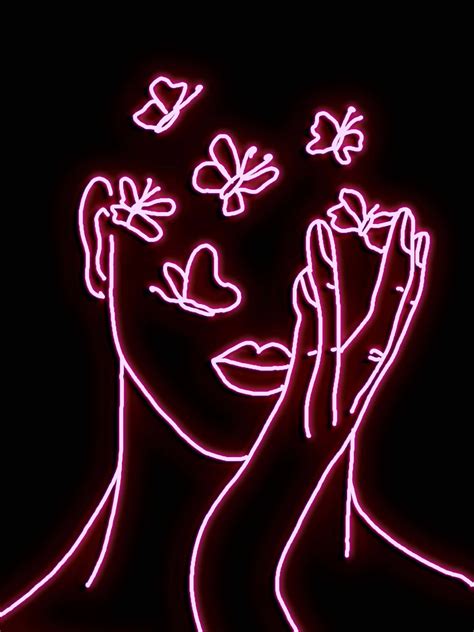 Download Pink Aesthetic Neon Line Art Picture