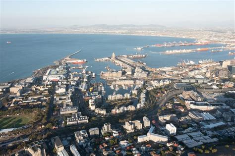 Aerial View Of Cape Town Harbour And Waterfront Area Stock Photo