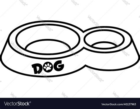 Outlined cartoon dog bowl hand drawing Royalty Free Vector