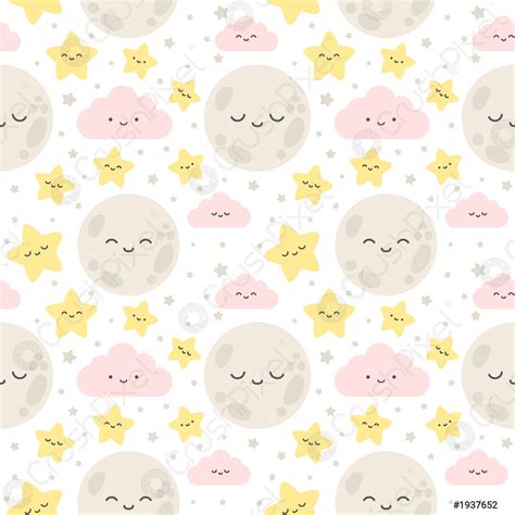 Moon And Stars Seamless Pattern Background Stock Vector Crushpixel