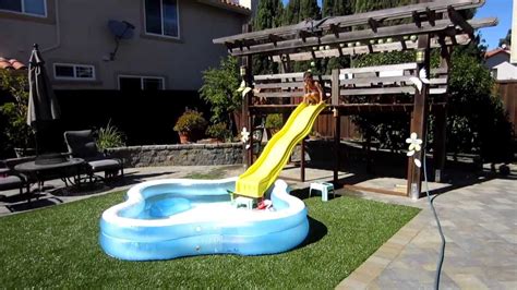 Homemade Backyard Water Slide Summer Fun Above Ground Pool Slide