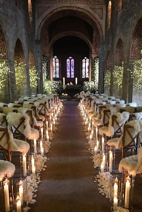 Church Wedding Decorations Romantic Lighting With Candles Twilighttrees