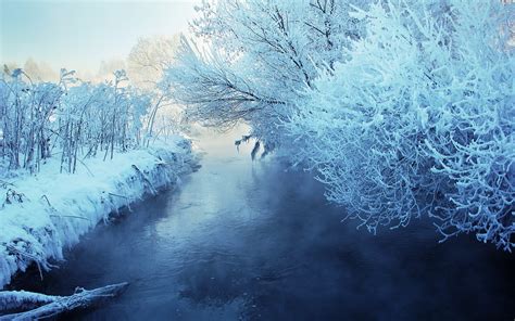 Winter River Snow Landscape Wallpapers Hd Desktop And Mobile