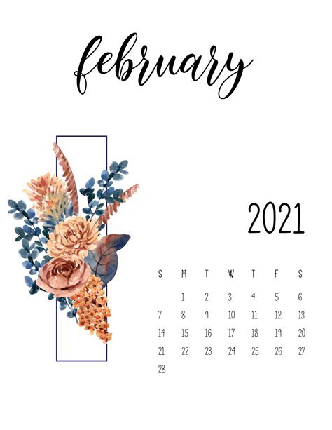 Free February 2021 Screensavers Free Printable February Calendar