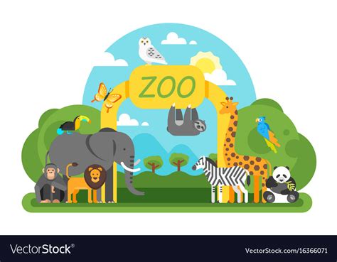 Animals Standing At The Zoo Entrance Royalty Free Vector