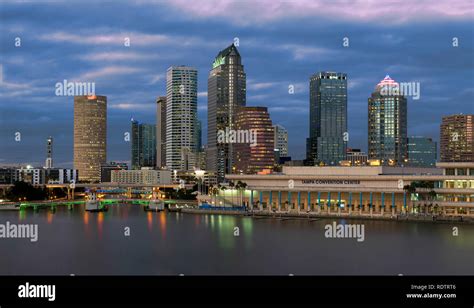 Downtown Tampa Skyline At Night In Tampa Florida Stock Photo Alamy