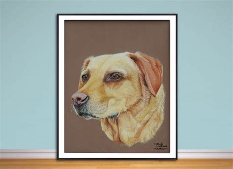 Golden Labrador Retriever Fine Art Giclee Print From Hand Drawn Pastel