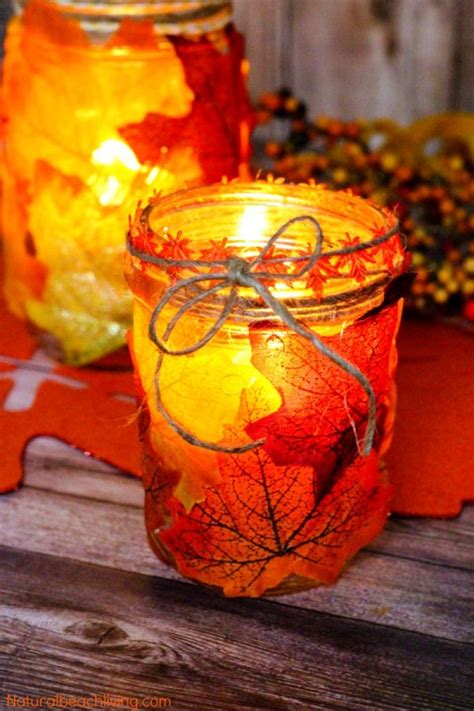 How To Make Fall Leaf Candle Mason Jar Crafts Natural Beach Living