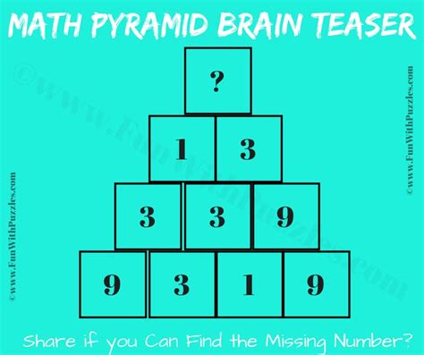 Pyramid Picture Maths Puzzle And Answer Number Puzzle Maths Puzzles