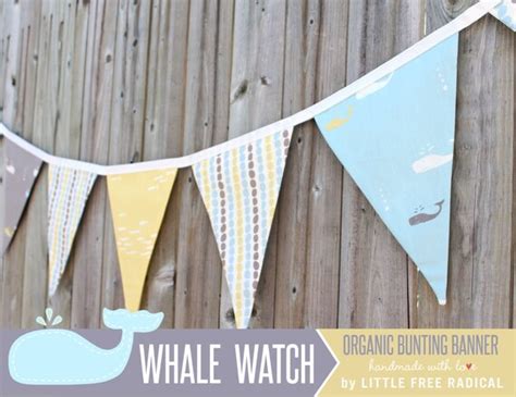whales blue yellow grey organic fabric by littlefreeradical