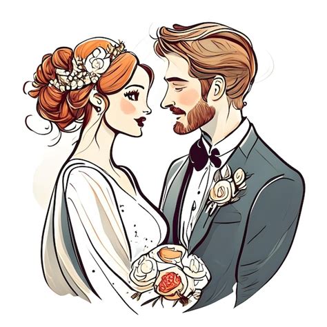 Premium Ai Image Wedding Couple Illustration