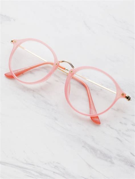 Shein Metal Top Bar Glasses With Clear Lens Glasses Pink Fashion Eye