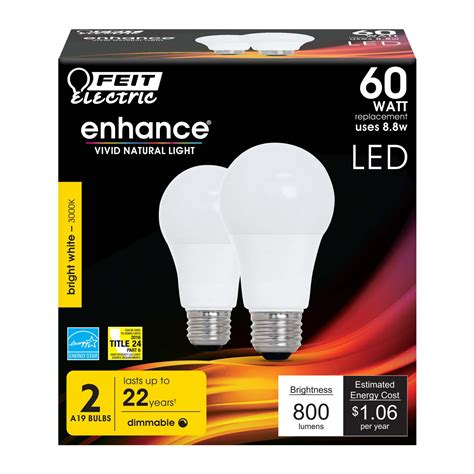 Feit Electric Enhance 60 Watt Led A19 Bright White Light Bulbs Shop