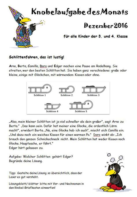 Auch die anwendung der mathematik ist wichtig: Aktion Knobelaufgabe des Monats - Grundschule Liebenau