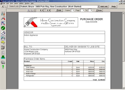 Smart Contractor Purchase Order