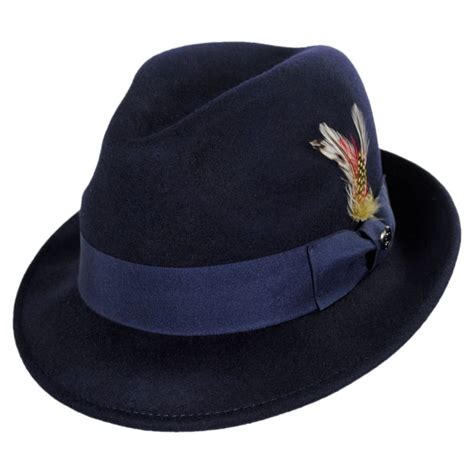 Blues Crushable Wool Felt Trilby Fedora Hat Xxl Navy Blue