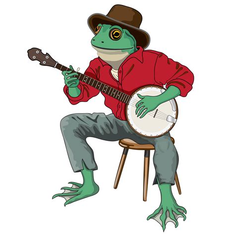 Banjo Playing Frog Art Print By Janet Shelby X Small Frog Art